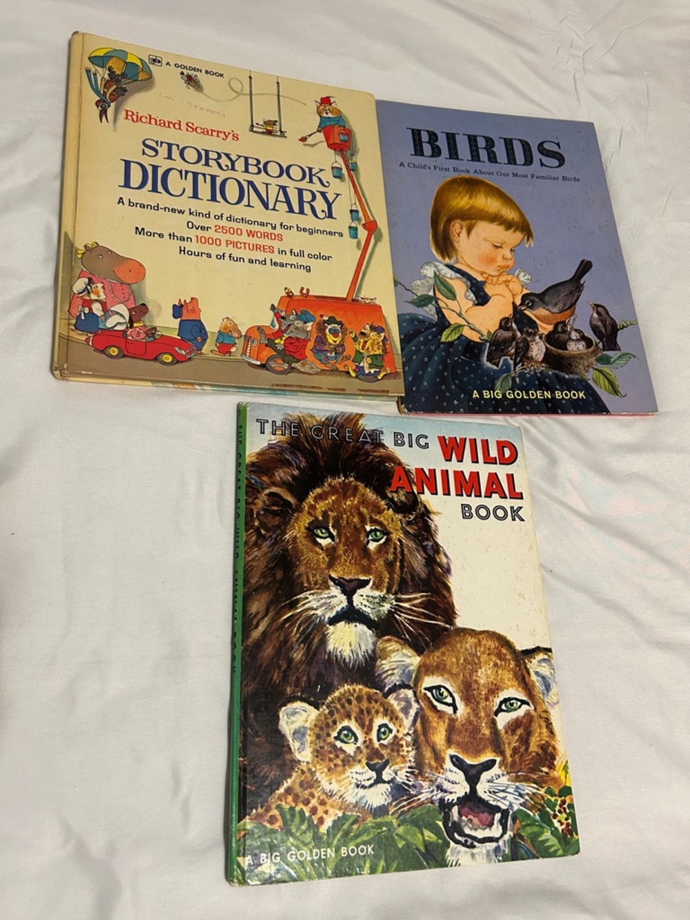 Big Golden book lot: Richard Scarry’s Dictionary, Wild Kingdom, Birds